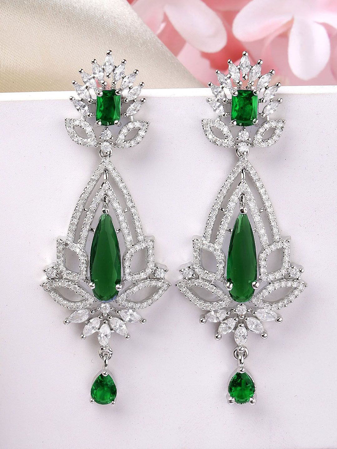 Karatcart perak bersalut kontemporari American Diamond Drop anting-anting
