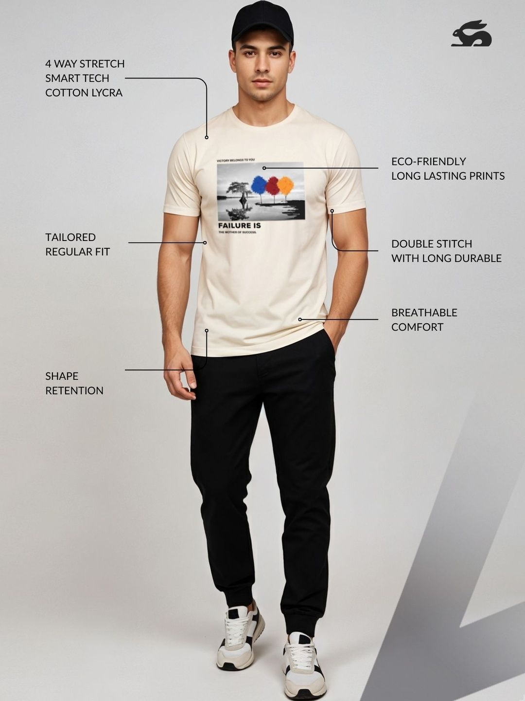 ADRO Graphic Bercetak Leher Bulat Mesra Kulit T-shirt Fit Biasa