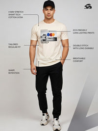ADRO Graphic Bercetak Leher Bulat Mesra Kulit T-shirt Fit Biasa