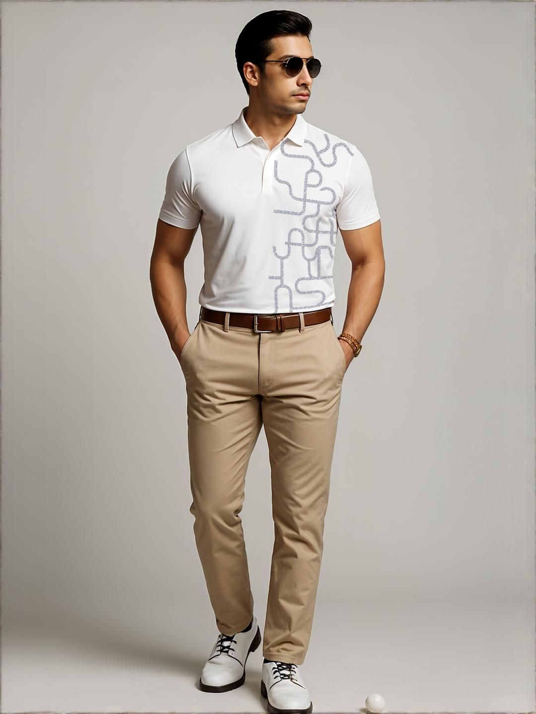 ADRO Men Off White Cotton Tshirts