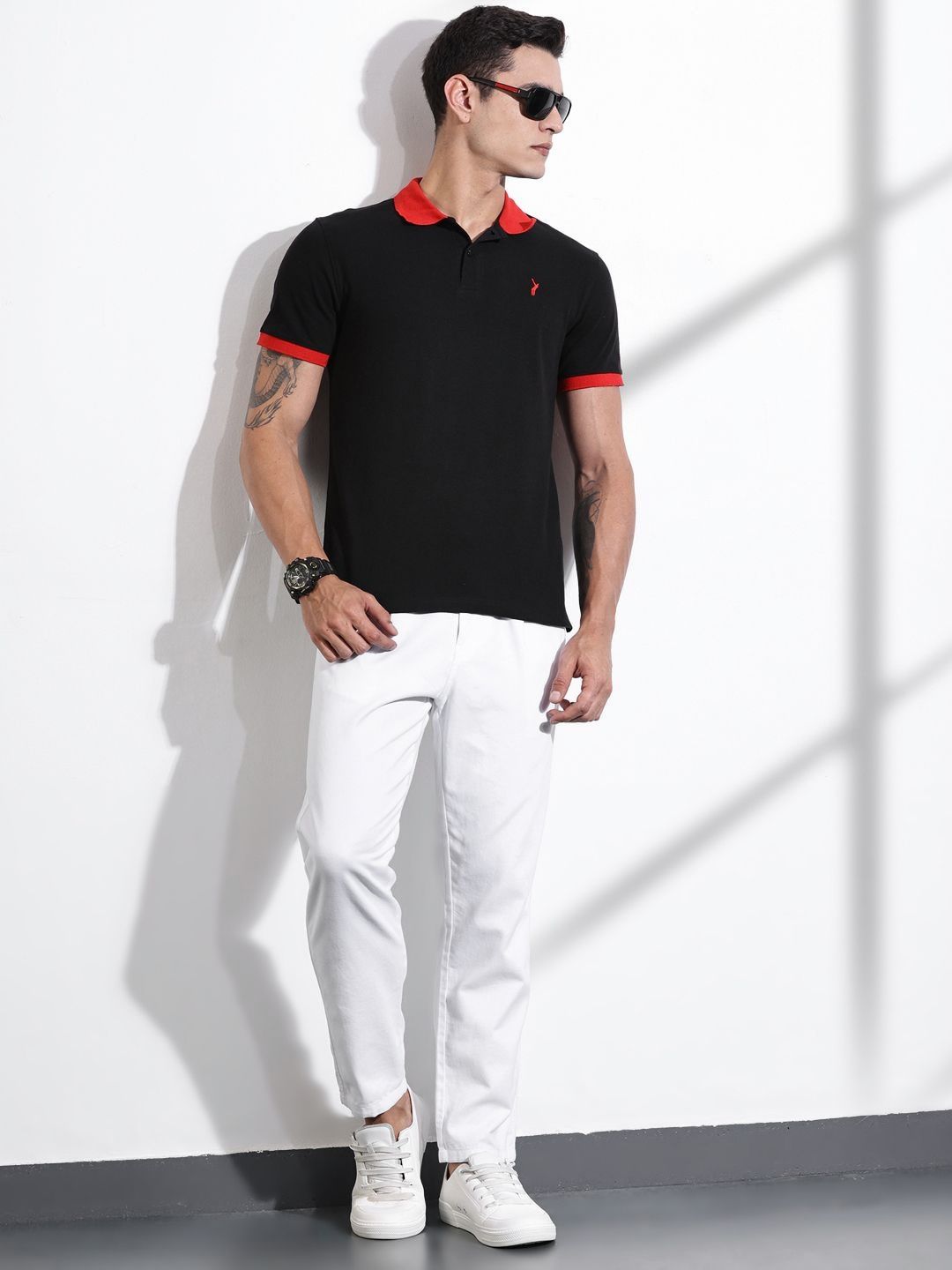Thomas Scott Men Polo Collar Applique T-shirt
