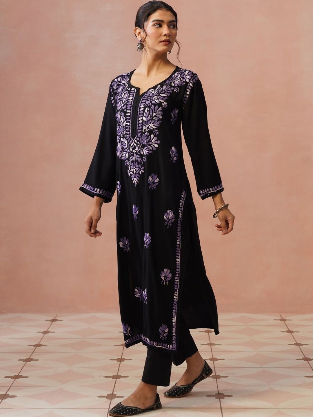 House of Chikankari Women Embroidered Thread Work Kurta