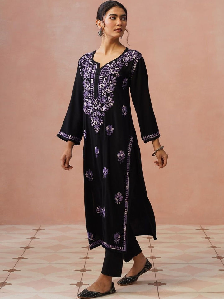 Kurta Sulam Benang Sulam Wanita Rumah Chikankari