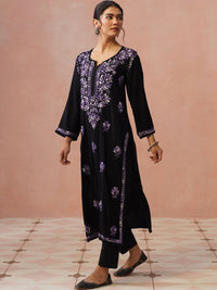 Kurta Sulam Benang Sulam Wanita Rumah Chikankari