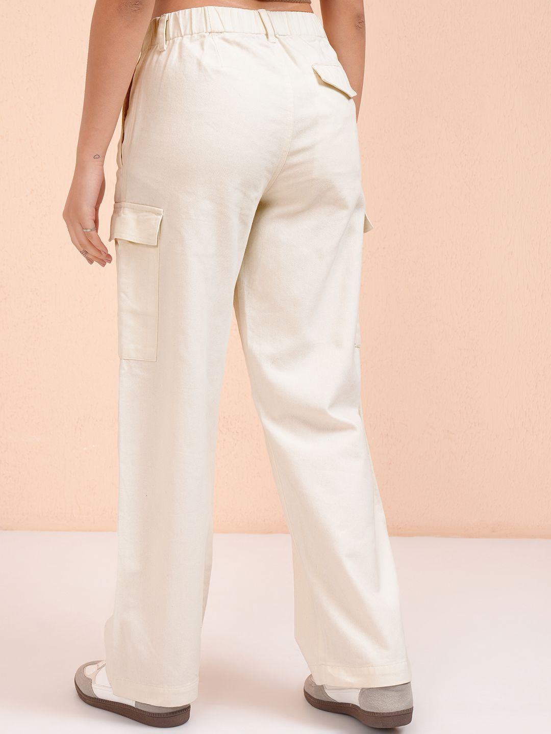 Street By Tokyo Talkies Women Cotton Straight Fit Cargos Trousers