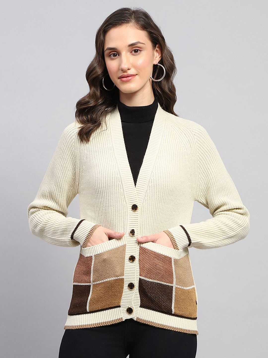Monte Carlo Women Ribbed Woolen Cardigan
