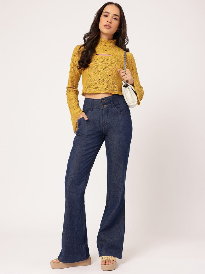 DressBerry Women Retro Vibe Bootcut Fit Jeans