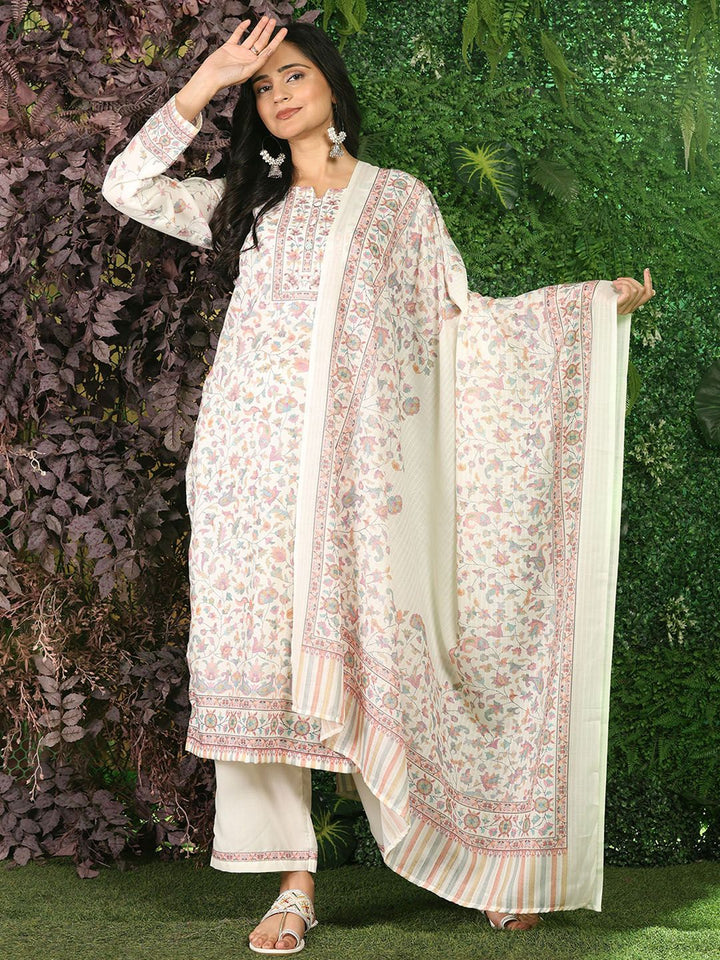 Mamicha Women Ethnic Motifs Printed Regular Pure Cotton Kurta with Palazzos & With Dupatta