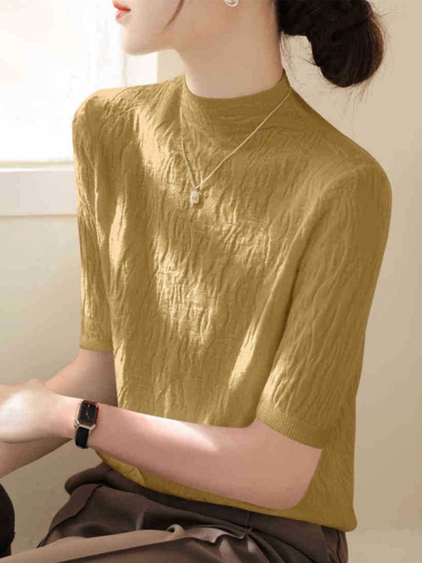 DressBerry Women Self Design High Neck Regular Top