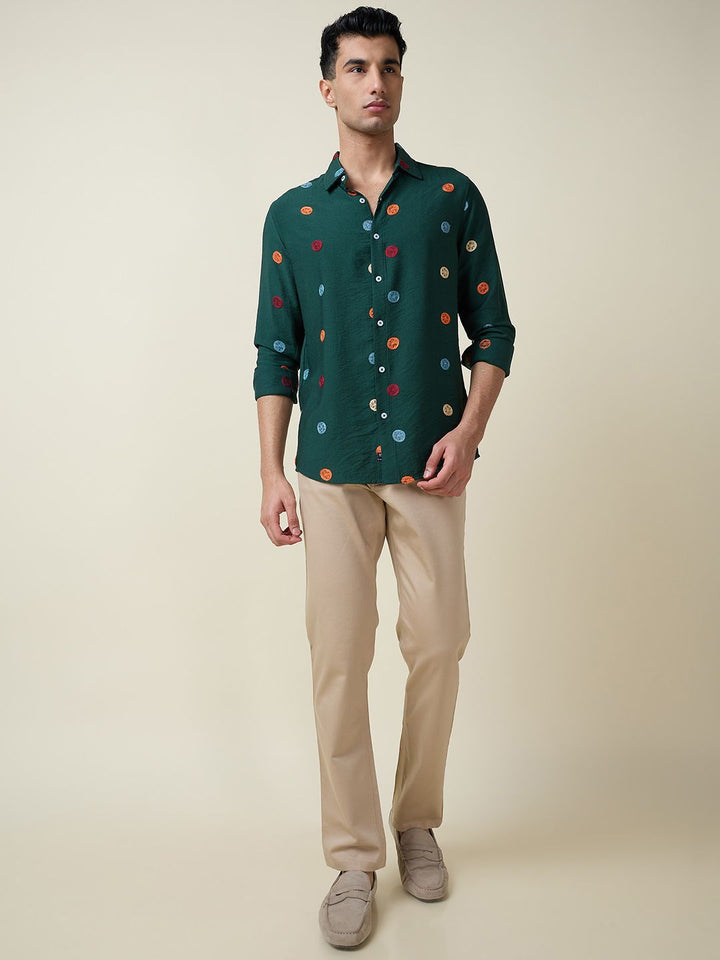 Thomas Scott Men Premium Fit Spread Collar Solid Casual Shirt