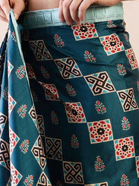 Saree mall modal Ajrak Block Satin Bagru SareesWith Blouse Piece
