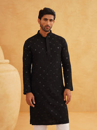 SOJANYA Motif Etnik Bersulam Kolar Mandarin Labuci Kapas Tulen Kurta Lurus
