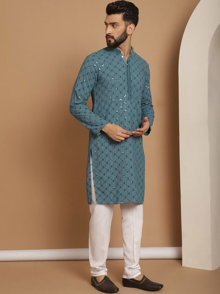 Anouk Etnic Motifs Embroidered Regular Cotton Kurta With Churidar