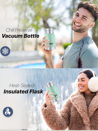 Pexpo Cameo Sea Green Printed Double Wall Thermosteel Hot & Cold Flask Water Bottle 160ml