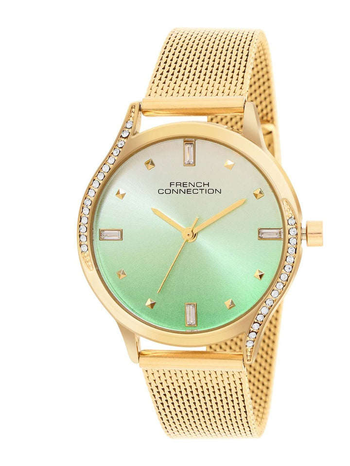 French Connection Women Embellished Dial & Stainless Steel Bracelet Style Straps Analogue Watch FCN082NGM