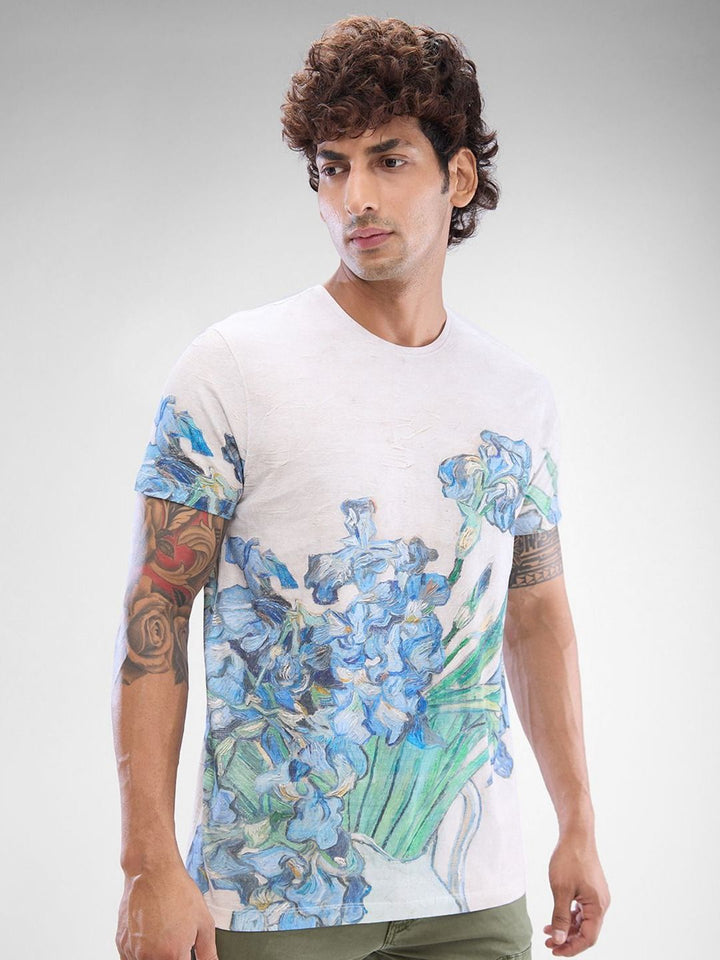 SPYKAR Men Floral Printed Round Neck Cotton T-shirt