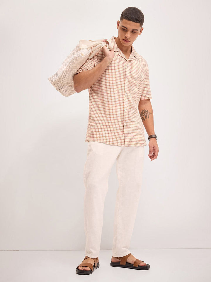 THE BEAR HOUSE Men Micro Checks Pure Cotton Casual Shirt