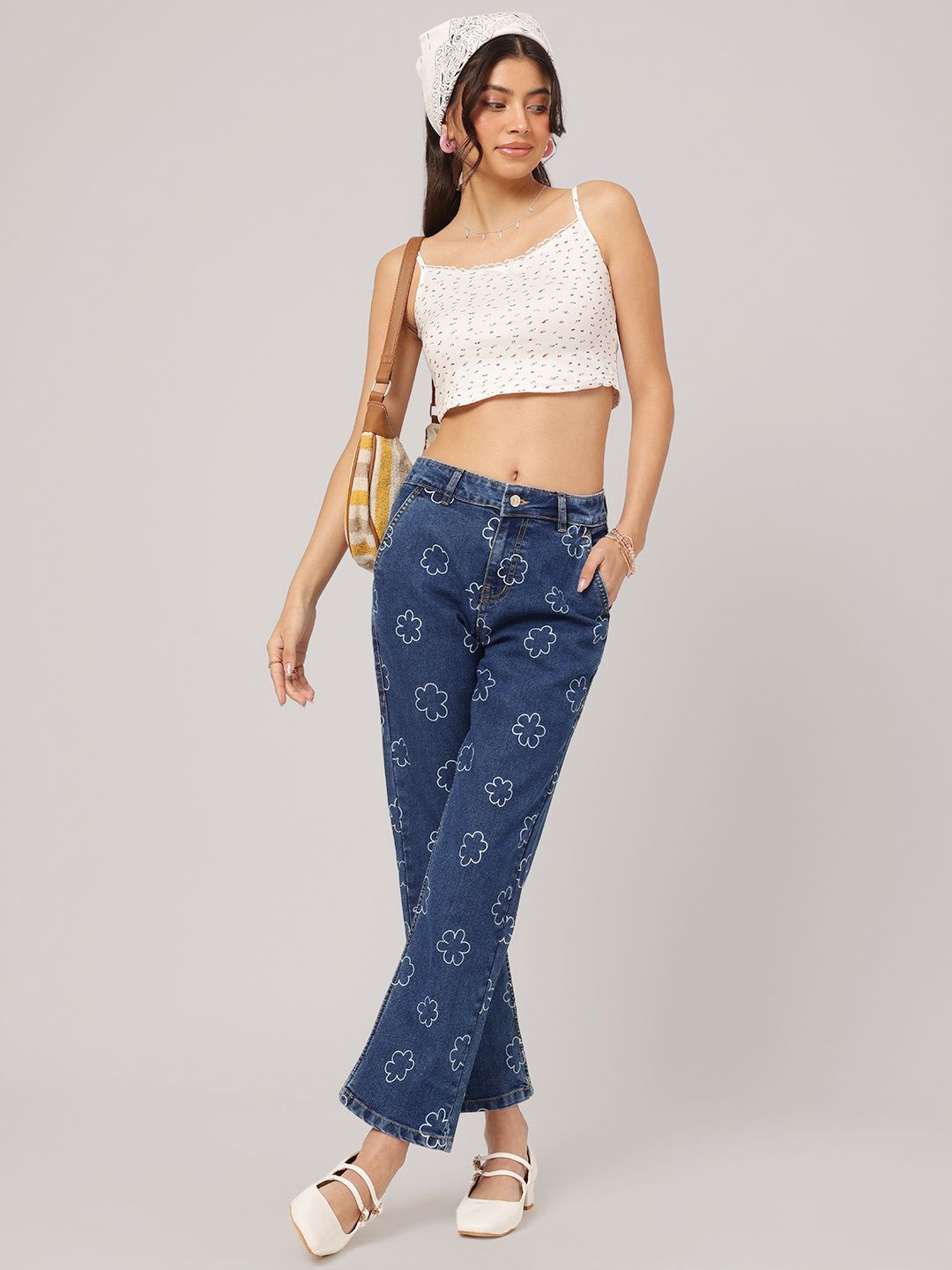 DressBerry Tiny Blooms Lace Insert Cami Crop Top