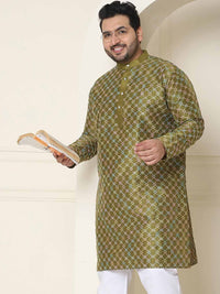 SOJANYA PLUS Size Geometric Printed Band Collar Straight Kurta