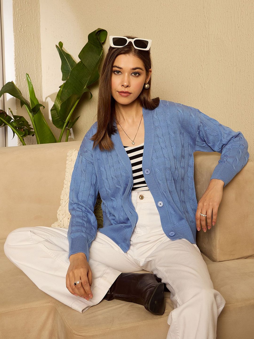 Berrylush Women V-Neck Cardigan