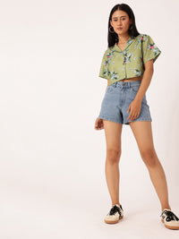DressBerry Printed Boxy Crop Shirt