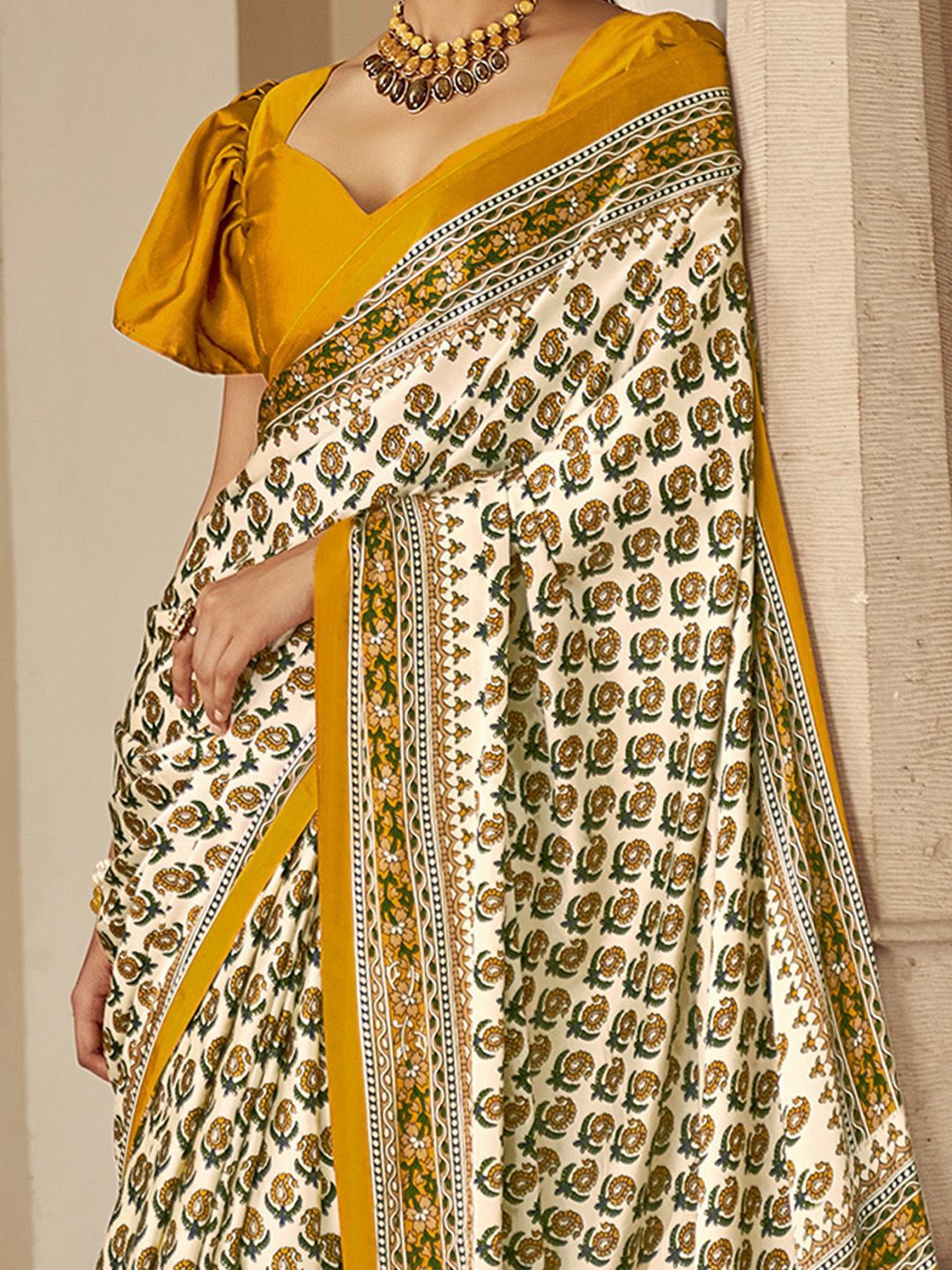 Saree mall Bagh Poly Crepe Block Print Sarees