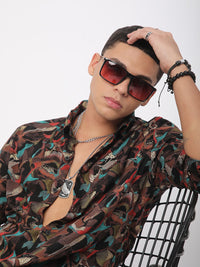 VASTRADO Men Abstract Printed Classic Slim Fit Opaque Cotton Casual Shirt