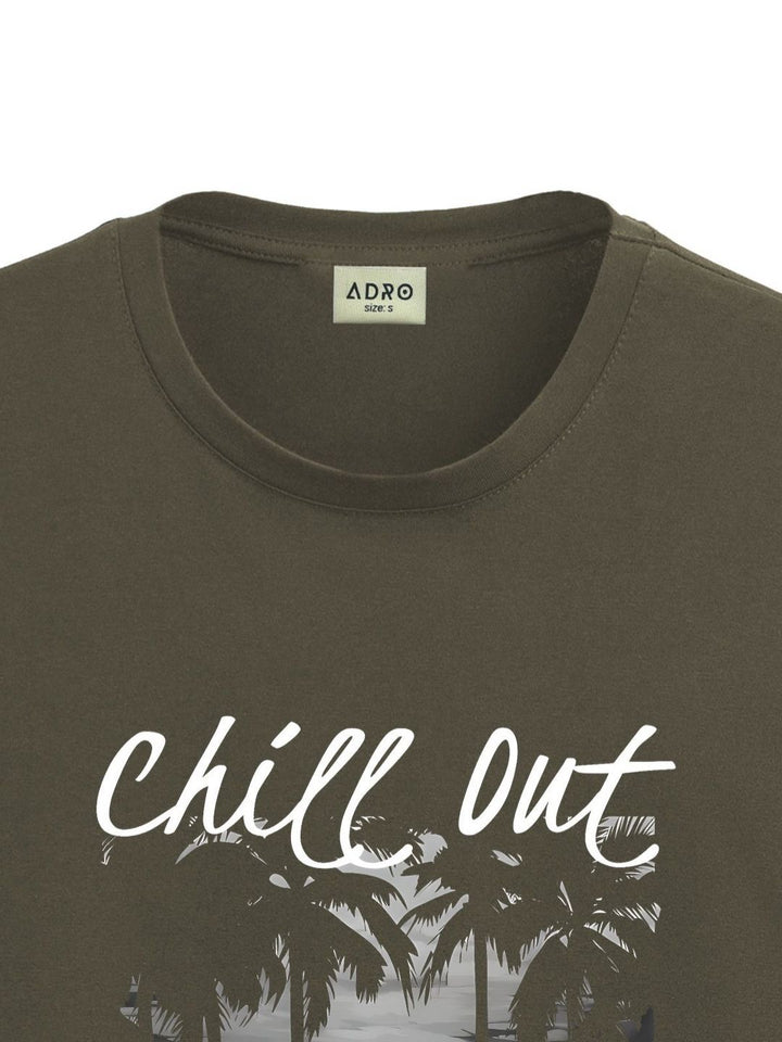 ADRO Men Printed Raw Edge T-shirt