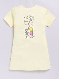 Happy Faces Girls Conversational Printed Pure Cotton Longline T-shirt