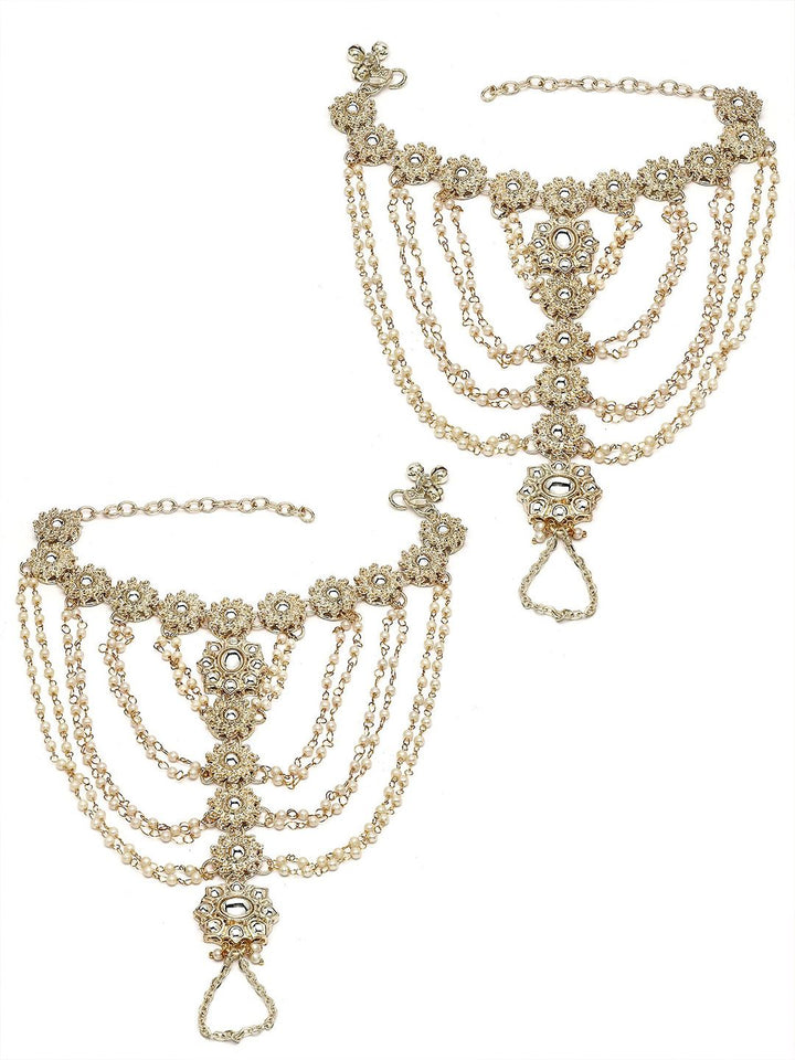 KARATCART Gold-Plated Kundan Studded Anklet
