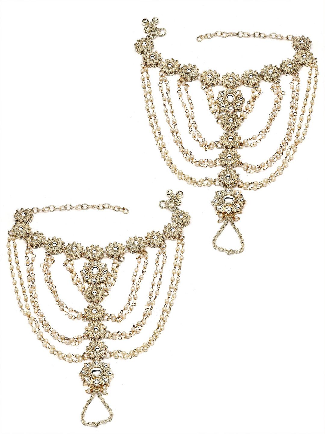 KARATCART Gold-Plated Kundan Studded Anklet