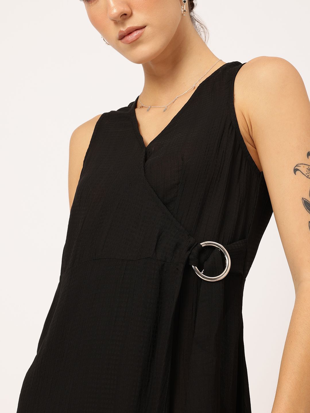 DressBerry Feminine Luxe Self-Designed A-line Dress with Belted Hoop