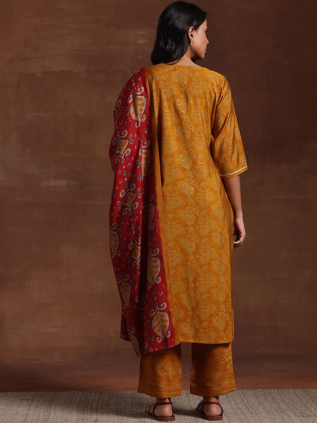 Libas Floral Embroidered Gotta Patti Kurta with Trousers & Dupatta