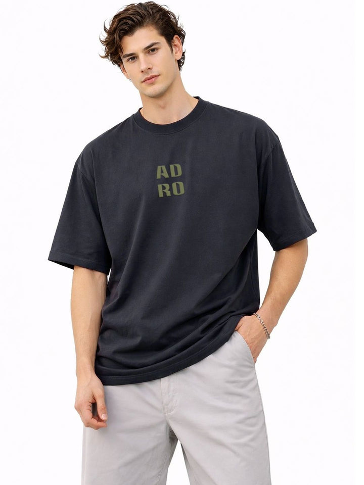 Baju-T Lengan Drop-Bahu Bercetak ADRO Lelaki
