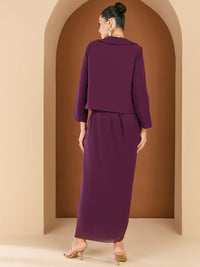 Antheaa Embellished Square Neck Top And Jacket With Skirt And Jacket