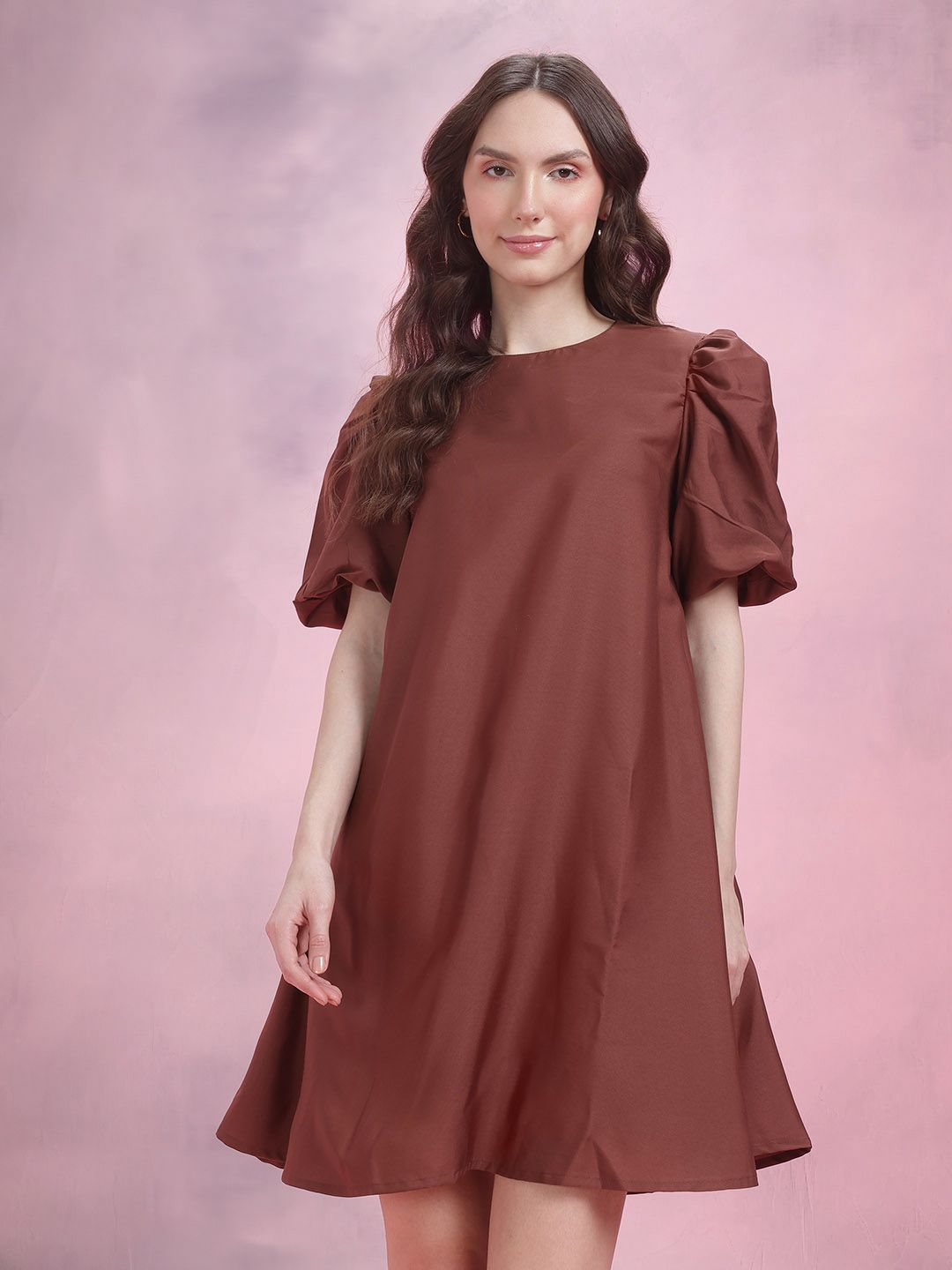 DressBerry Puff Sleeves Sheath Mini Dress