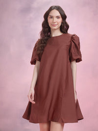 DressBerry Puff Sleeves Sheath Mini Dress
