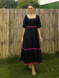 Pink Paprika by SASSAFRAS Women Square Neck Maxi Cotton Dress