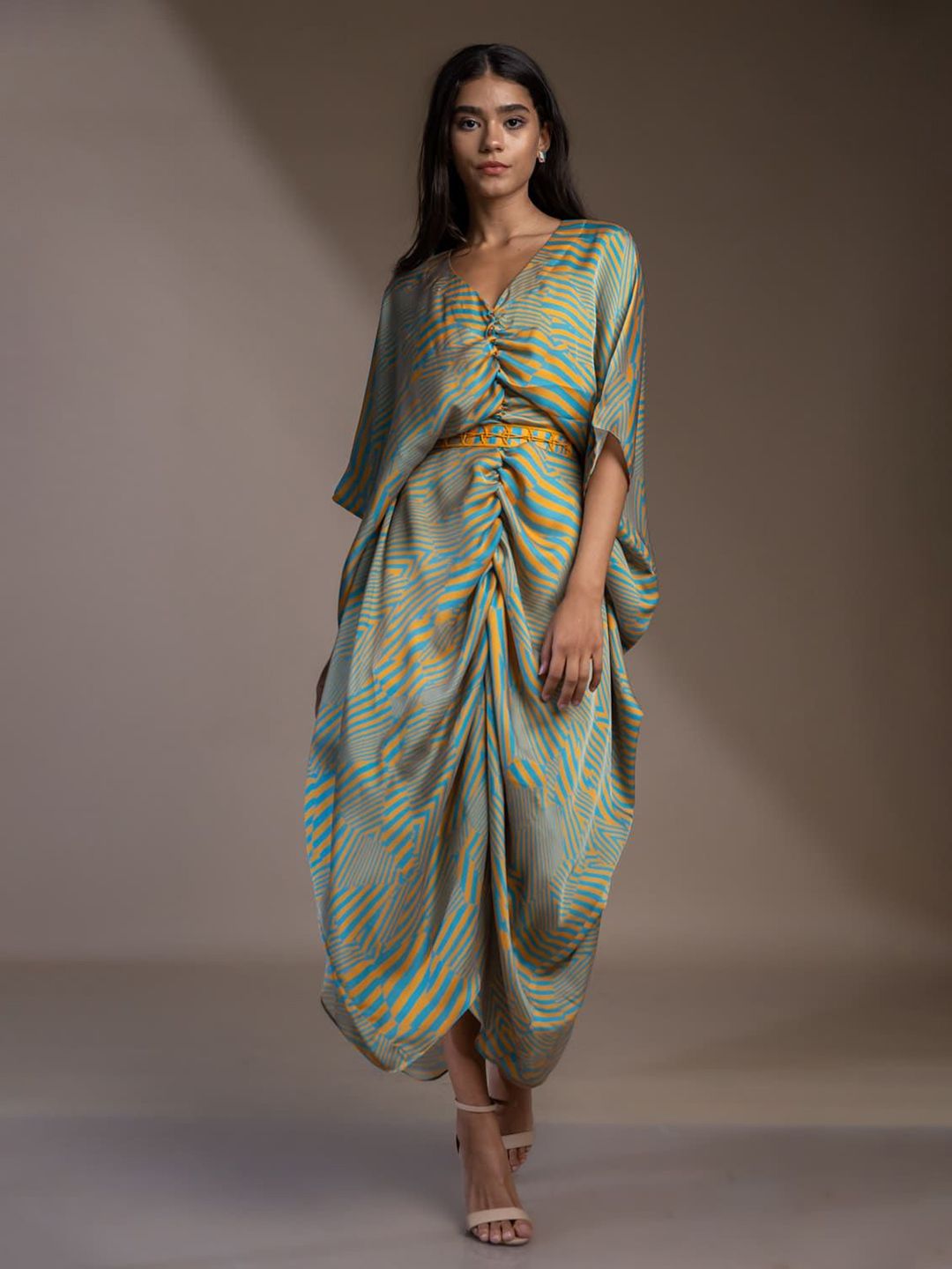 Mamicha Animal Print Georgette A-Line Midi Dress