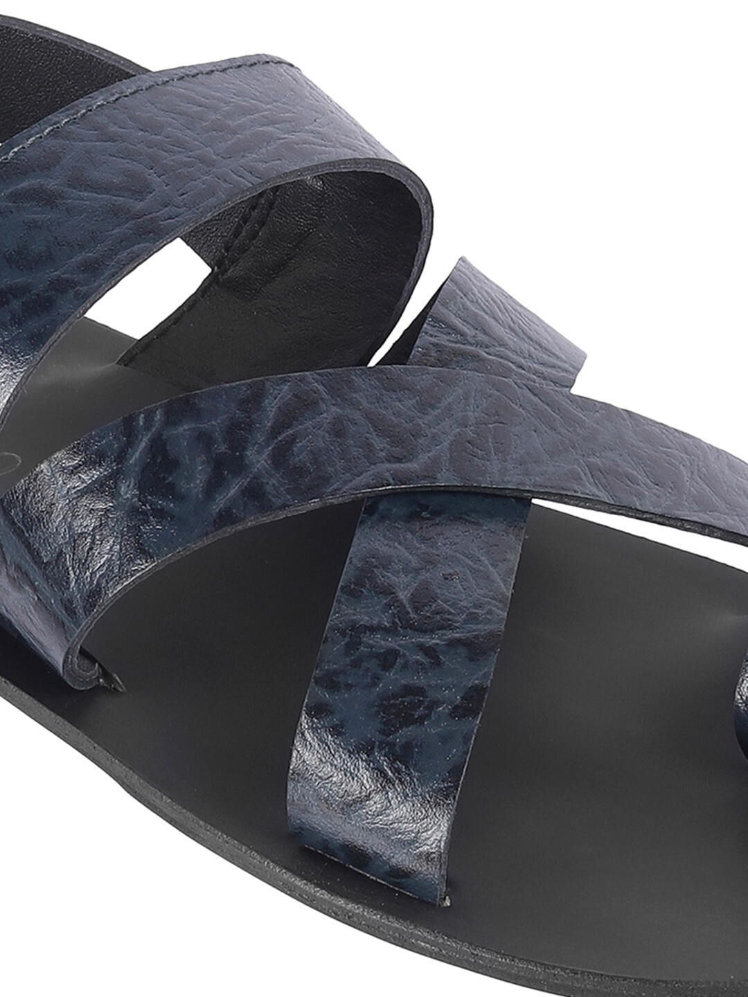 Metro Men Leather Textured Comfort Sandals