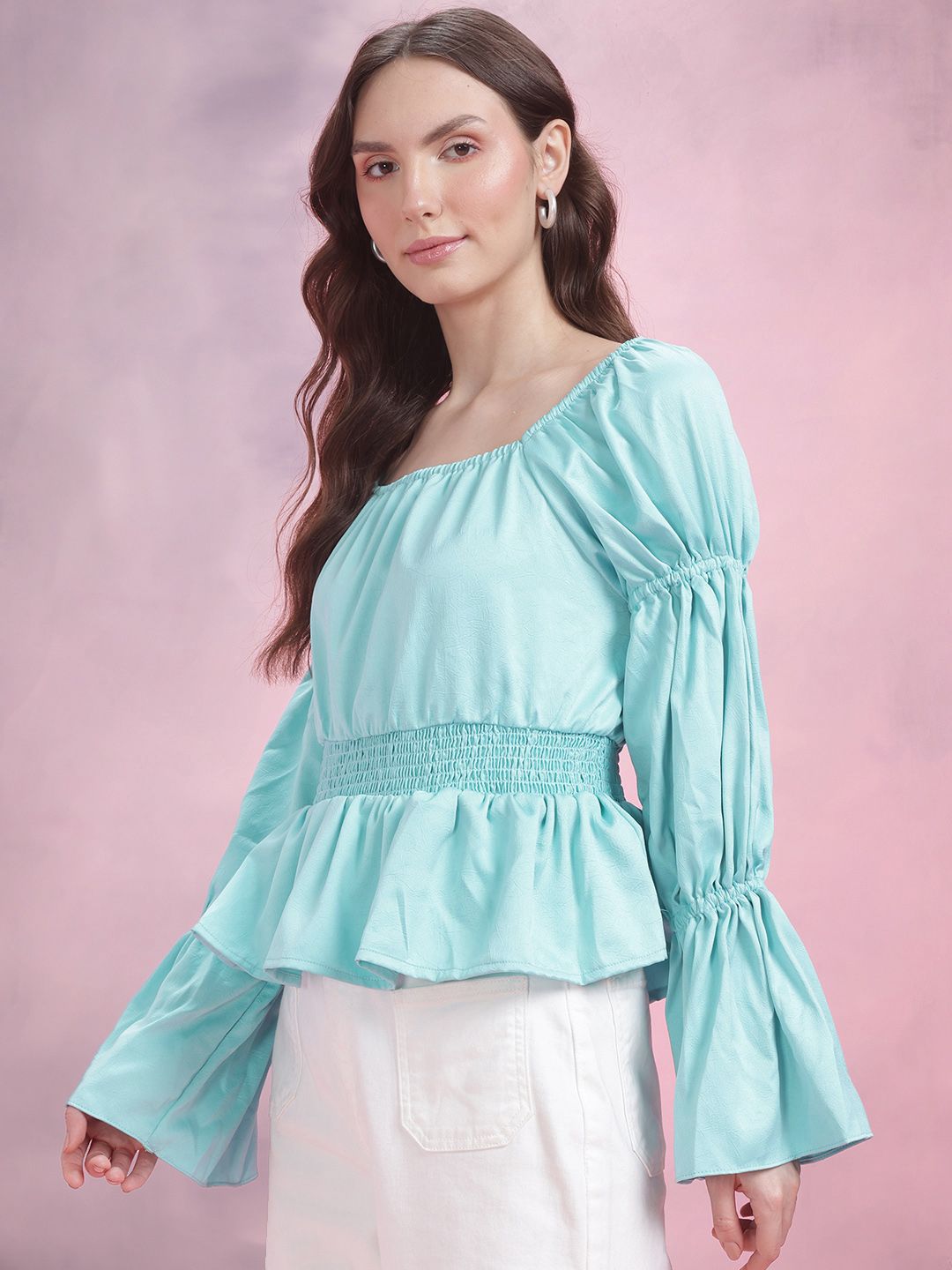 DressBerry Puff Sleeve Peplum Top