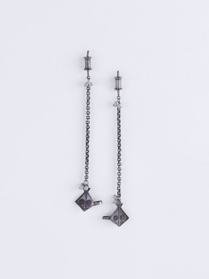 Anouk Silver Plated Cubic Zirconia Studded Contemporary Drop Subang