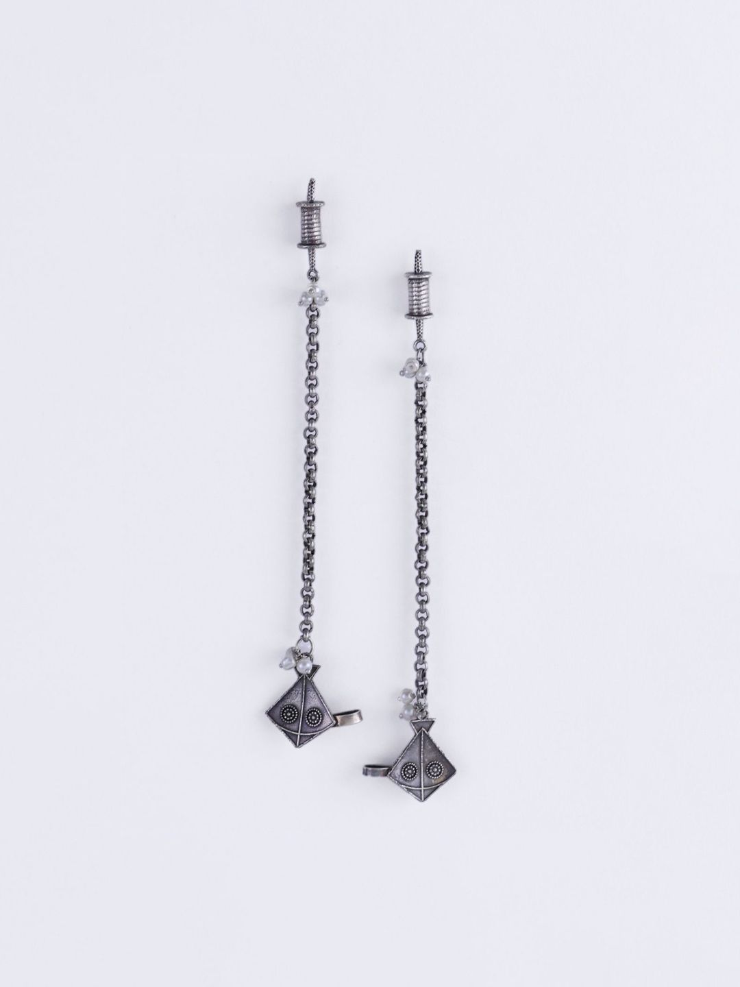 Anouk Silver Plated Cubic Zirconia Studded Contemporary Drop Subang