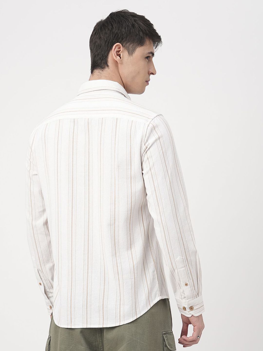 VASTRADO Men Classic Slim Fit Multi Stripes Opaque Striped Casual Shirt
