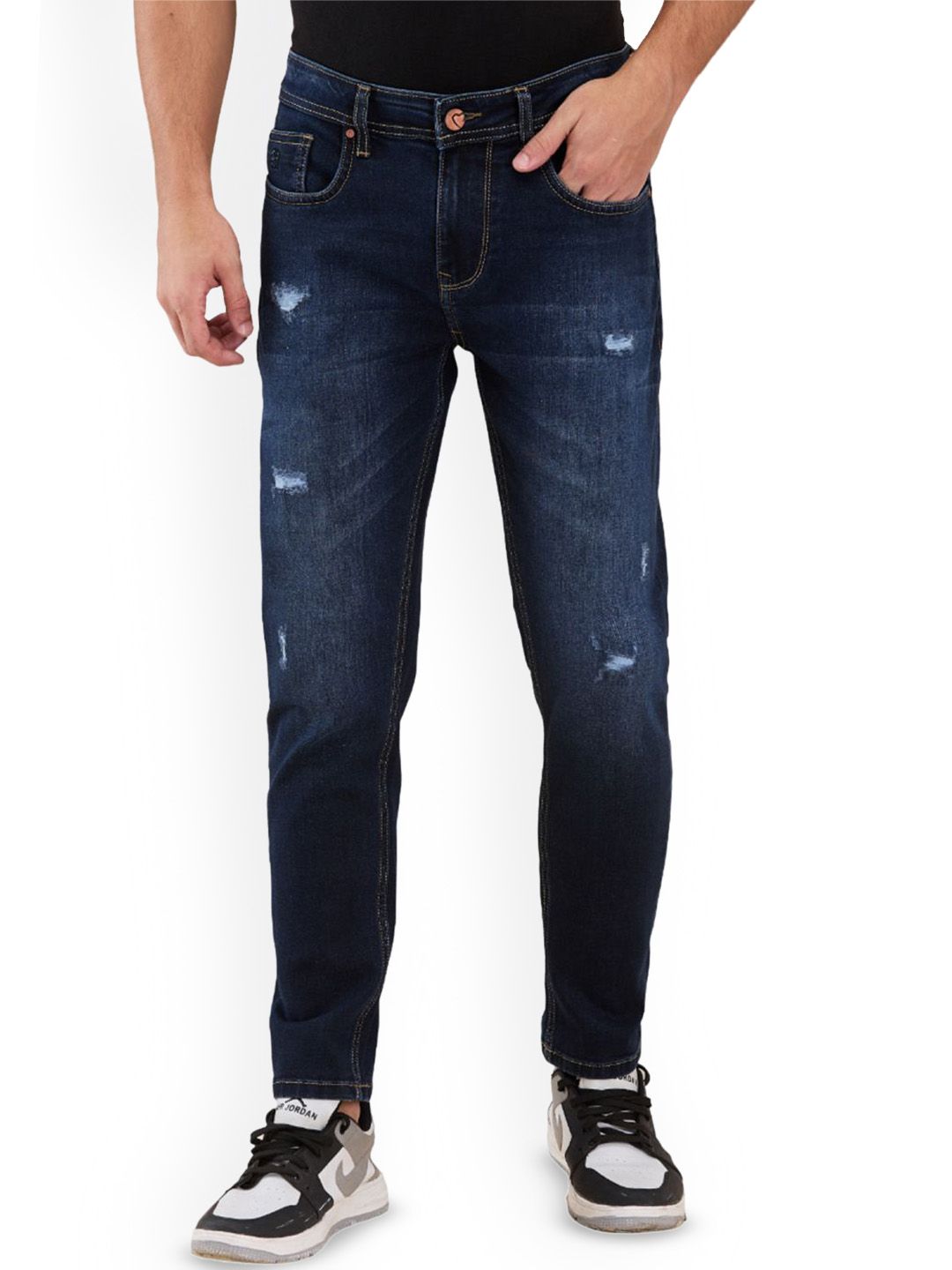Being Human Men Classic Slim Fit Mildly Distressed Light Fade Stretchable Jeans