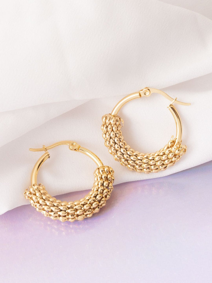 VOGUE PANASH Stainless Steel 18K Gold-Plated Circular Shape Hoop Earrings