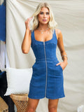 all about you Shoulder Straps Denim Cotton Sheath Mini Dress