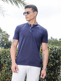 Thomas Scott Men Solid Mandarin Collar Knitted T-Shirt