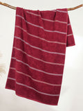 MYTRIDENT Maroon & White Striped Cotton 450 GSM Bath Towel