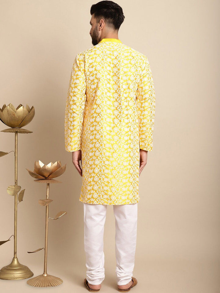 Anouk Floral Embroidered Silk Cotton Kurta With Churidar